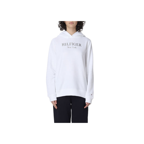 Felpa Donna con logo ricamato sul petto Bianca TOMMY HILFIGER- Francavilla Moda